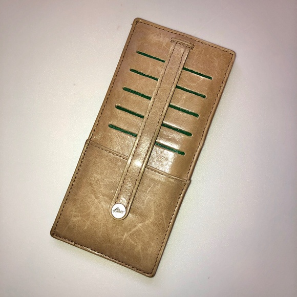 Abas Handbags - ABAS Italian Calf Skin Slim Leather Long Currency + Card Wallet in Beige + Green